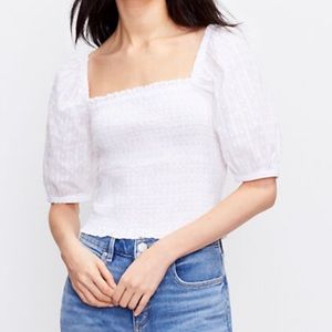 Loft Clip Sleeve Smocked Blouse